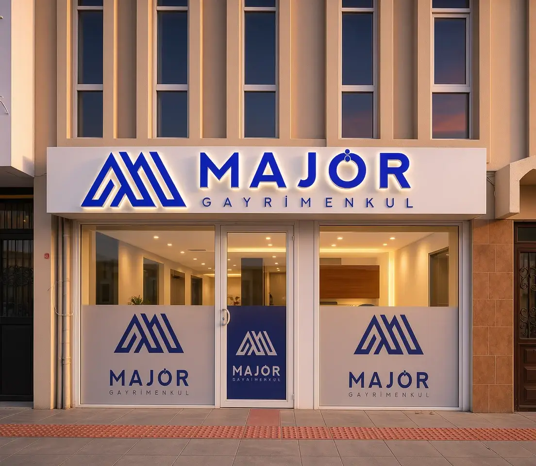 MAJÖR GAYRİMENKUL ofis cephesi ve tabelası